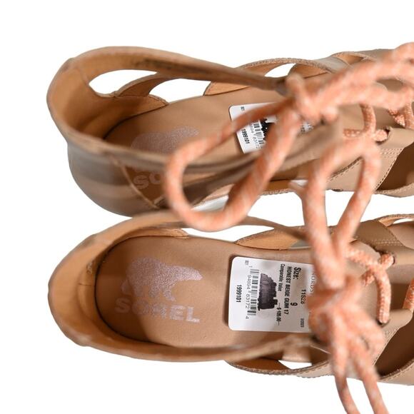SOREL Womens 9 Cameron Platform Gladiator Sandal in Honest Beige/Gum NEW main image 3